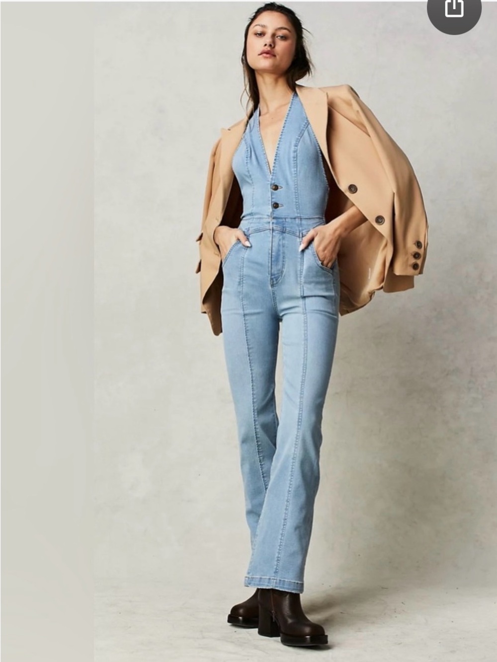 Free People Cruz Denim Jumpsuit
